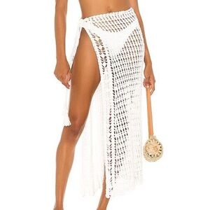 Flook. The Label Ivory Crochet Side Tie Midi Skirt Coverup Resortwear XS